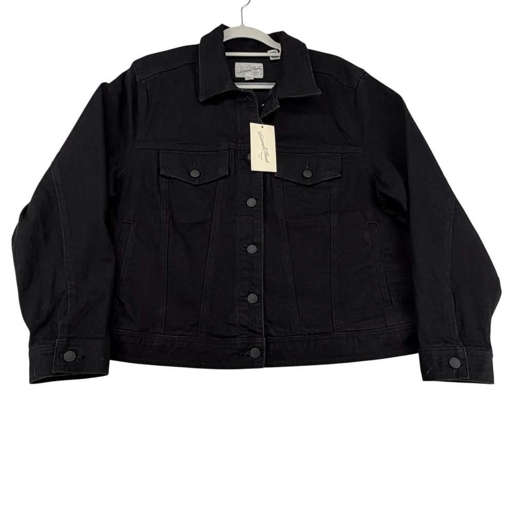 Universal Thread Denim Trucker Baggy Jean Jacket Womens XXL Black Stretch Goth